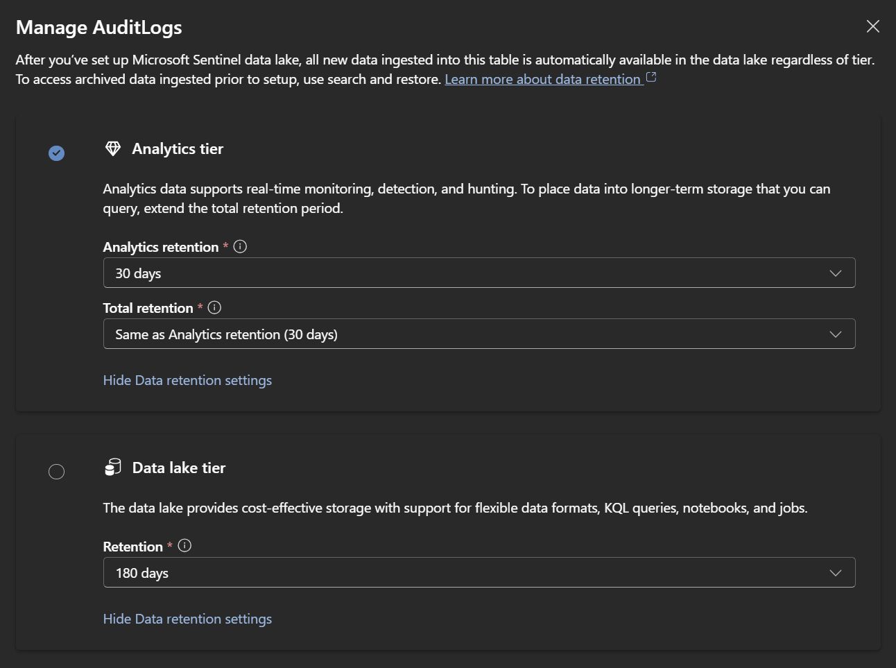 Microsoft Sentinel tiers diagram header