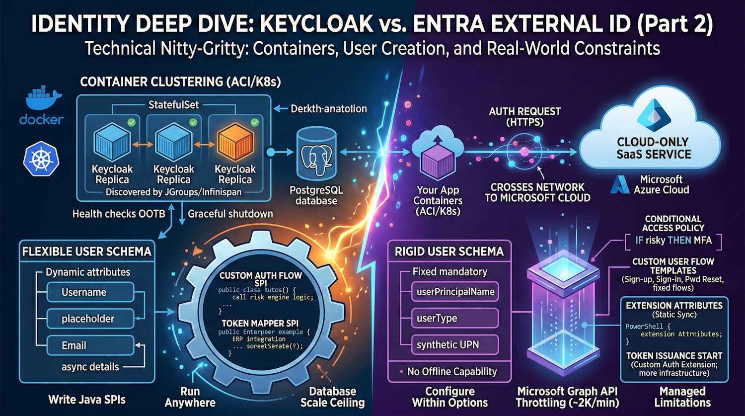Keycloak vs Entra External ID: Part 2 - Container Deployment, User Management & Technical Depth